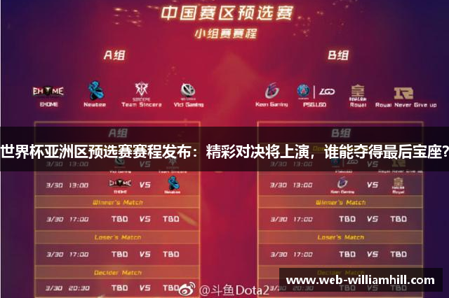 世界杯亚洲区预选赛赛程发布：精彩对决将上演，谁能夺得最后宝座？